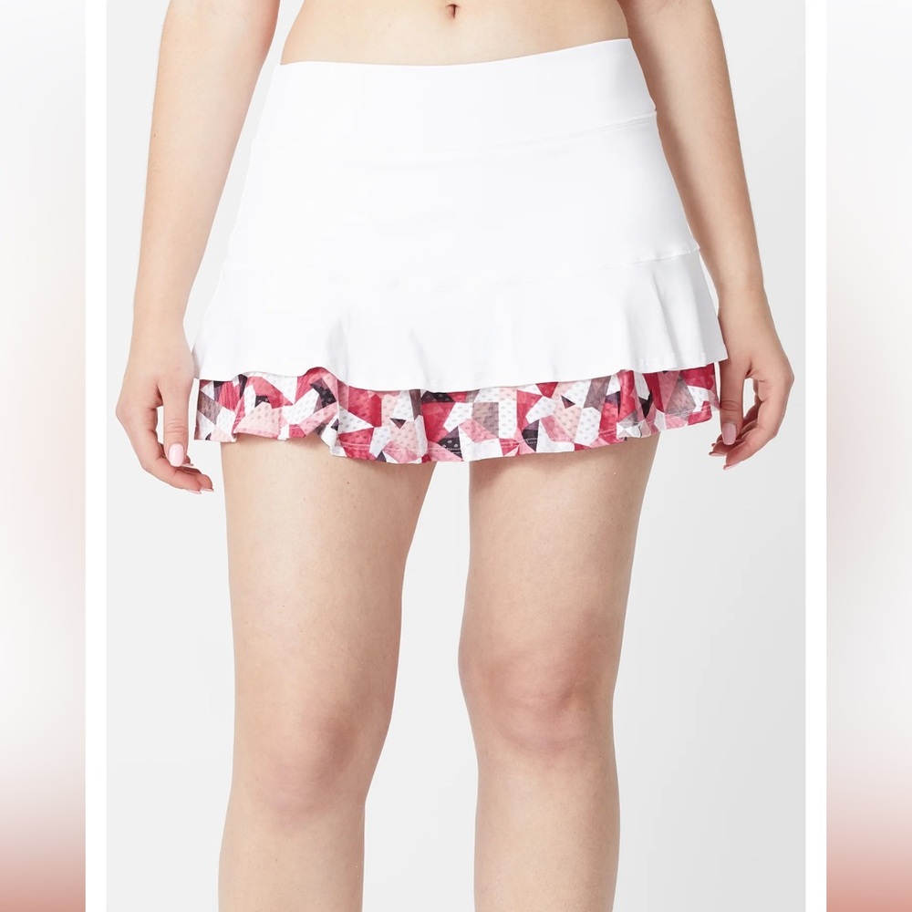 * Lija women’s desert rose center point skirt White and Pink Mini Skirt Small